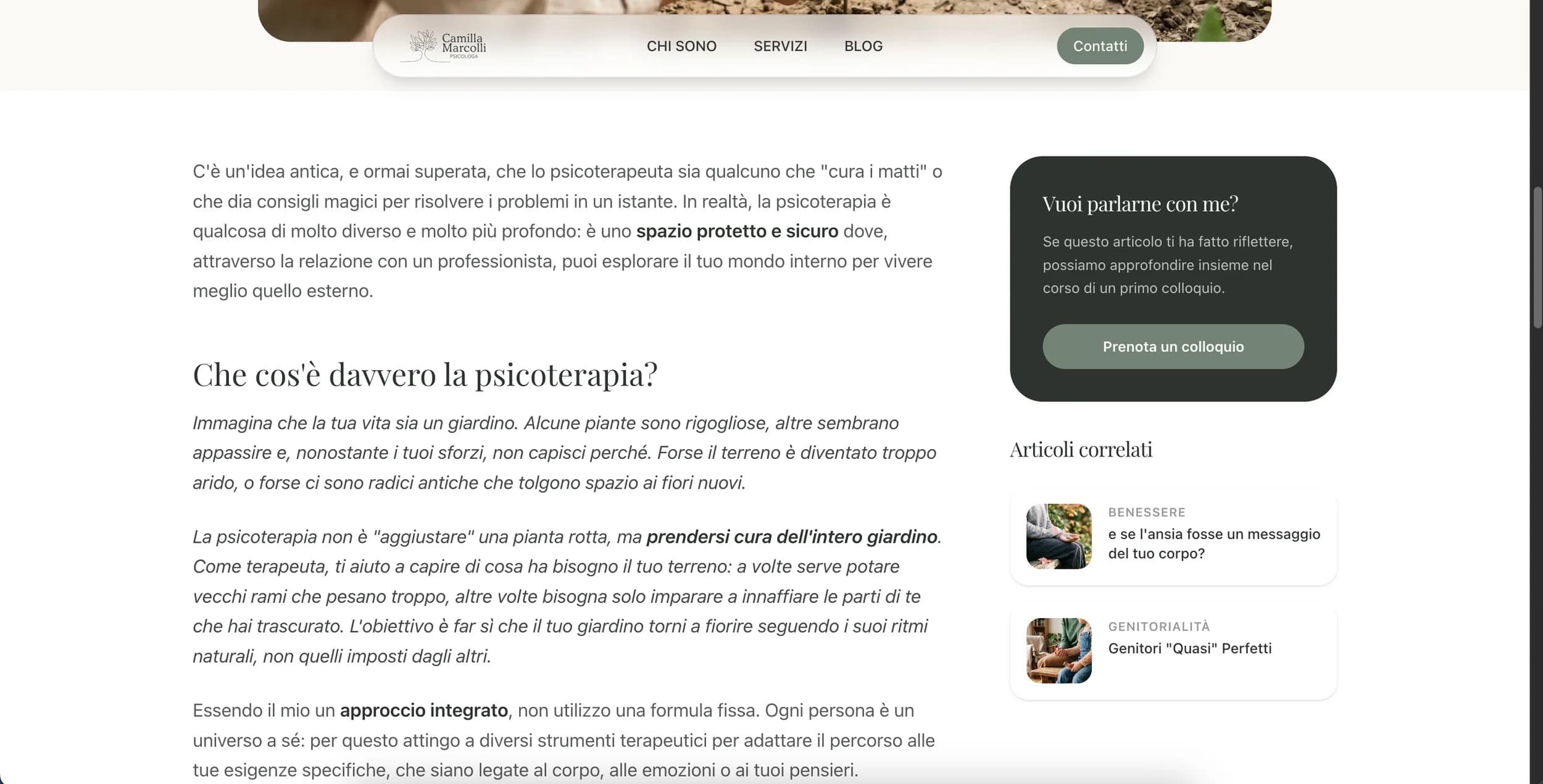 Il blog raccoglie gli articoli per categoria: psicoterapia, benessere, genitorialità.